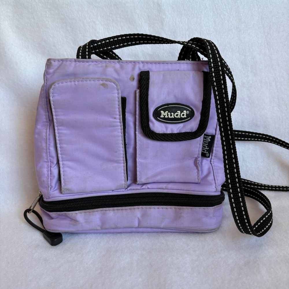 Vintage Mudd Purple Nylon Crossbody Bag Y2K Utility Techwear Mini Messenger